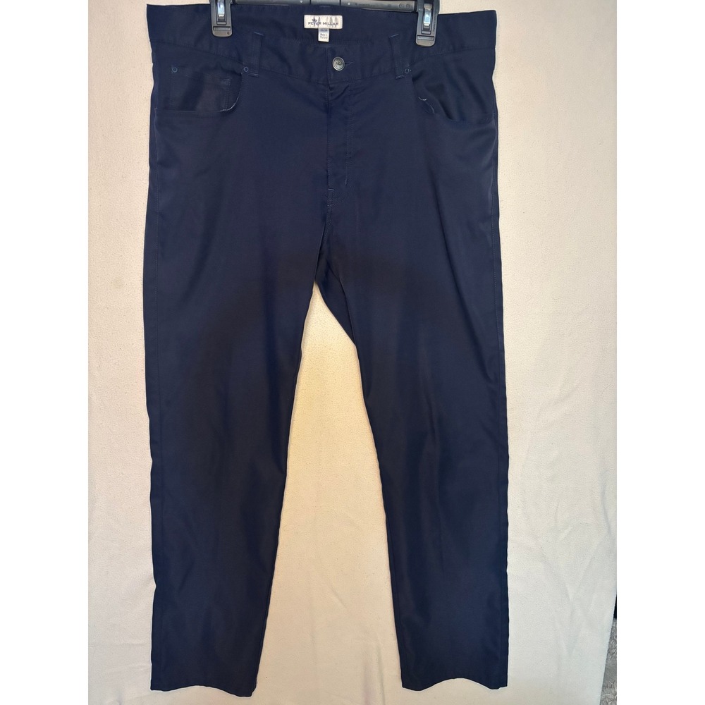 Peter Millar Crown Sport Mens Navy Blue Performance Five Pocket Pants 36x34